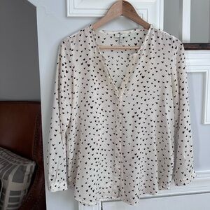 Joie Purine Silk Blouse with Painted Hearts XS